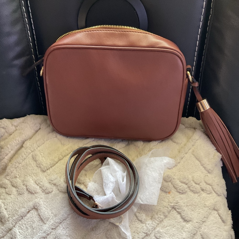 Valentino Chestnut Brown Leather Crossbody with Tassel - Picture 4 of 9